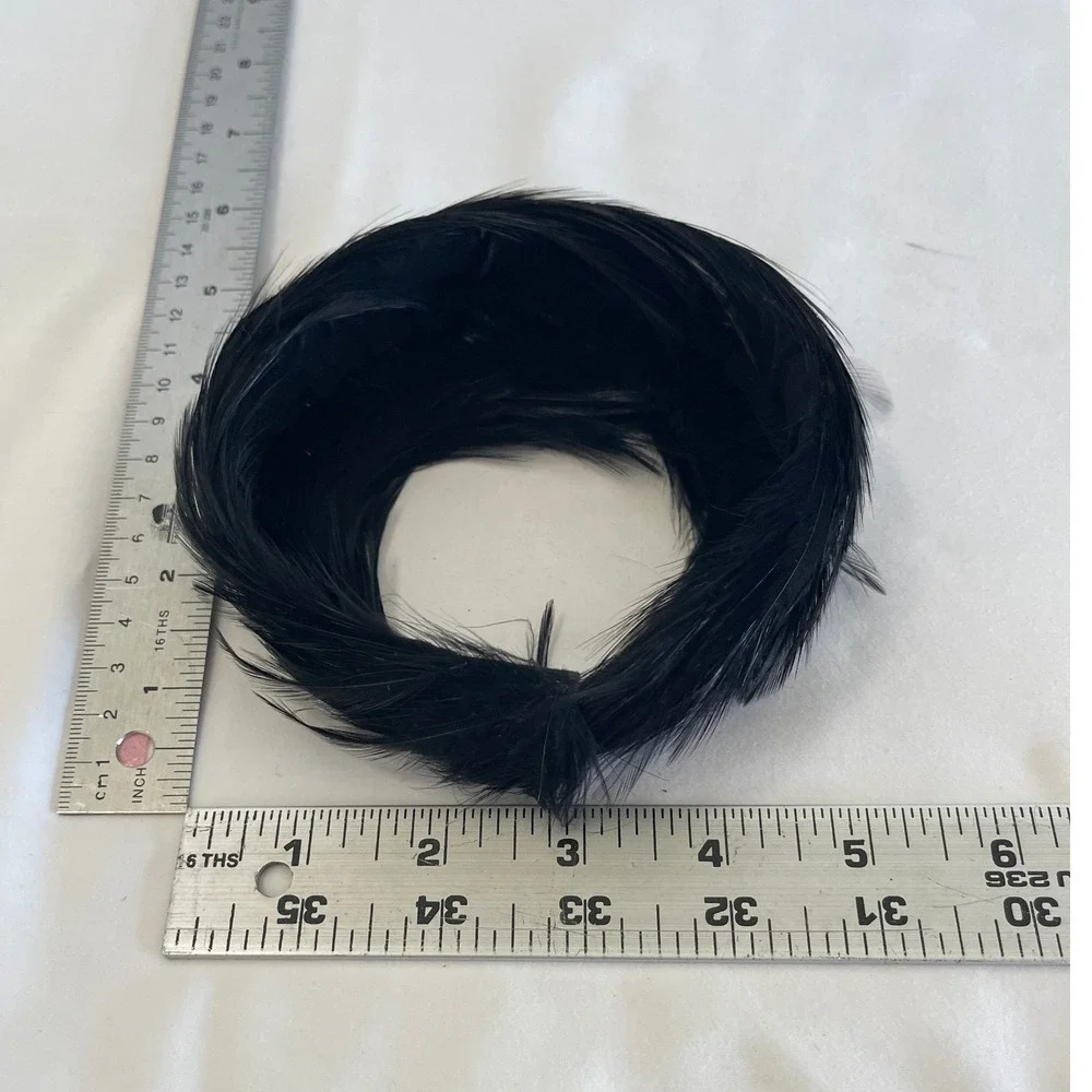 Vintage Black Feather Fascinator Headpiece Cocktail Hat Hair Accessory 5 Inch
